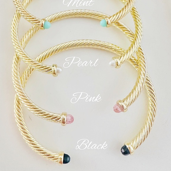 Gold Twisted Cable Cuff Bracelet ✨ - Picture 2 of 3